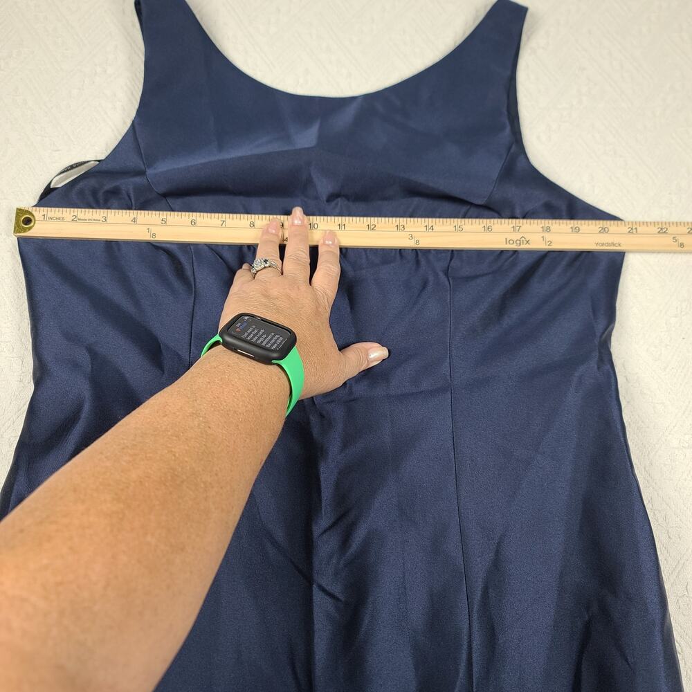 Alfred Sung D770 midnight navy sleeveless satin trumpet gown Size 18 black tie - Picture 5 of 16